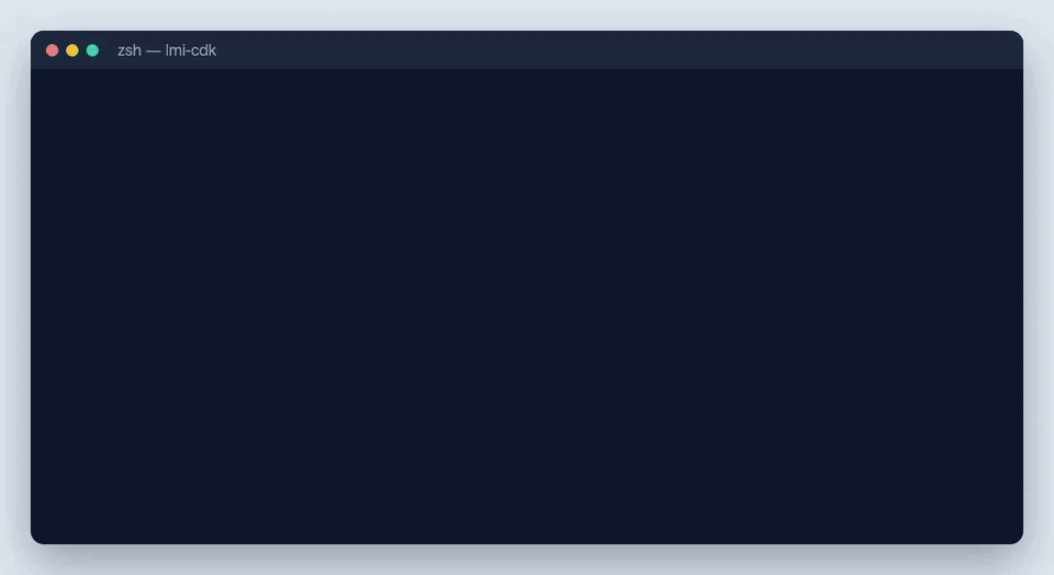 AWS CLI の LMI 関連サブコマンドを確認し、CDK のスタックを synth して、テンプレートに Timeout 5400 と実行環境の最小 3・最大 30 が出ている様子