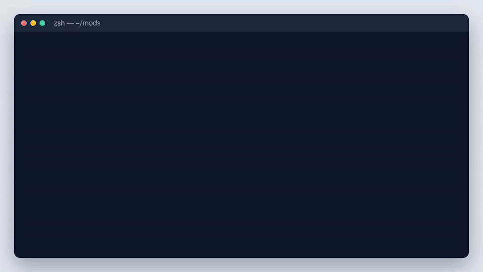 claude plugin validate で mod が登録する hooks と calls を一覧し、claude plugin test で 4 件のテストが通り、claude -p で cat の出力の DEMO_TOKEN が *** に置き換わる様子