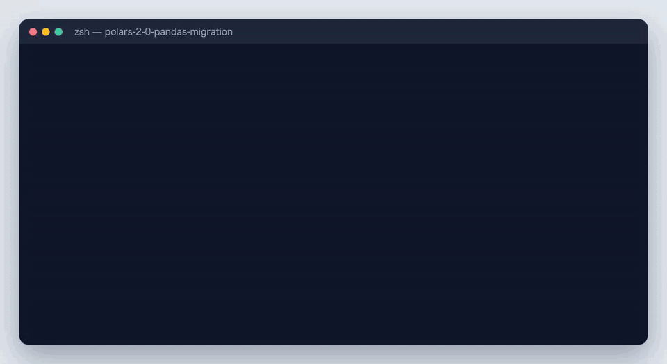 同じスクリプトを Polars 1.44.2 と 2.0.0 で実行し、横結合・日付の cast・melt がエラーになり、explode の行数と型が変わる様子